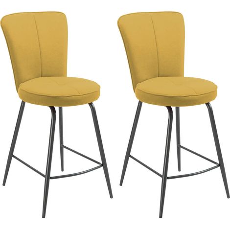 PARIL - Lot de 2 Tabourets de Bar Matelassés Jaunes (1/3)