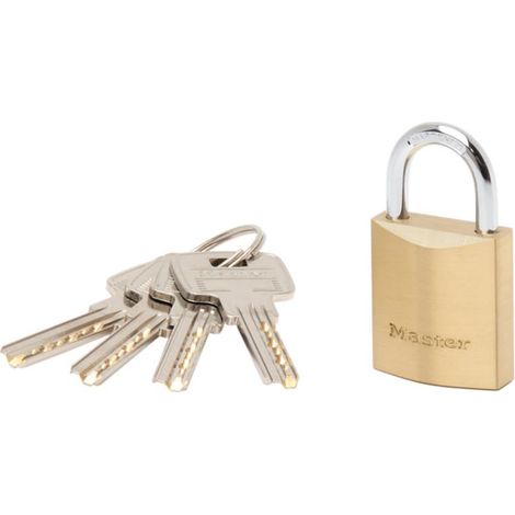 Master Lock 2930EURD Schlüssel Vorhängeschloss aus extradickem Massivmessing, Gold, 5,4 x 3 x 1,4 cm