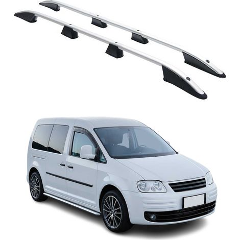 Barres de toit longitudinales pour VW Caddy 2003-2015 L2 Long Aluminium Gris (1/5)