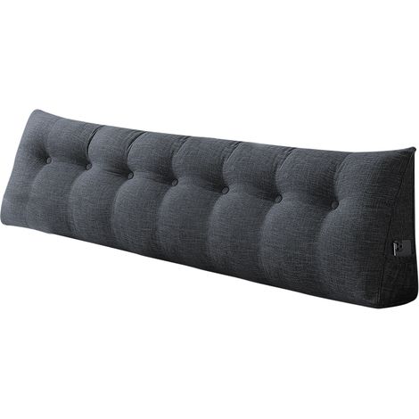 Coussin de Lecture Compensé, Triangulaire Coussin à Coins, Gros Coussin Canapé, Traversin Tête de lit Support Arrière, Oreiller Cervical Dossier Soutien Lombaire, Noir, 200cm (1/5)