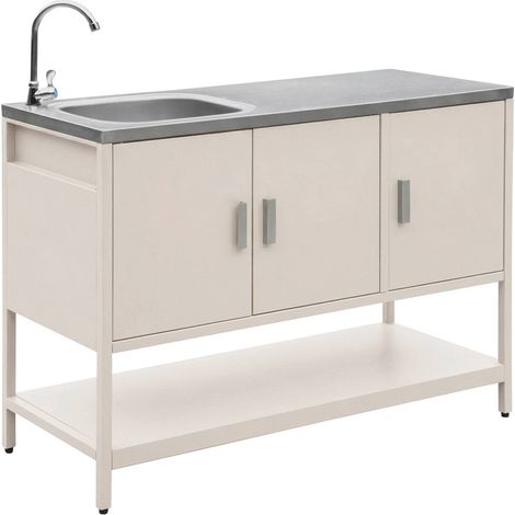 sweeek - Outdoor-Küche aus Stahl mit Spüle L120 cm