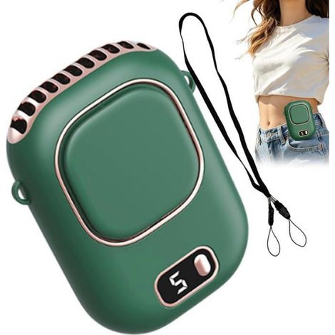 1 Ventilateur avec clip ceinture, affichage numérique, 5 vitesses, ventilateur personnel portable, pour randonnée camping pêche (1/5)