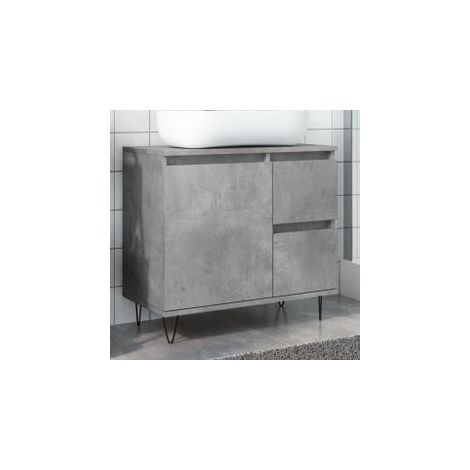 Armoire de lavabo de salle de bain gris béton 65x33x60 (1/5)