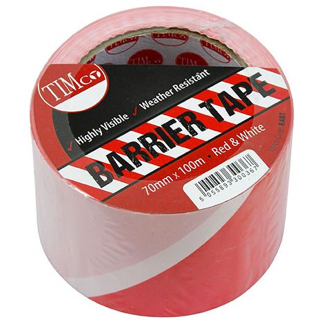 TIMCO Barrier Tape Red & White - 100m x 70mm