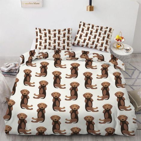 Bettwäsche-Set 155x220 cm 3-teilig Mikrofaser Dackel 3D-Motiv mit Reißverschluss
