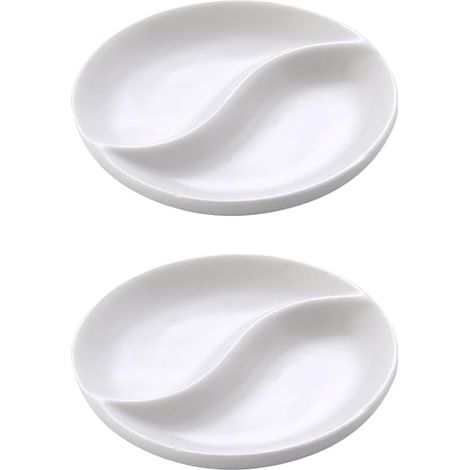 Lot de 2 Plateaux, Céramique, 2 Compartiments, 8,9 cm, Cuisine, Restaurant