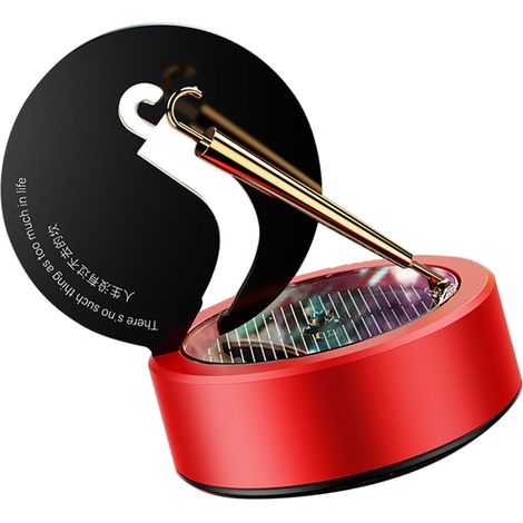 Diffuseur d'arômes solaire rotatif pour voiture, petit format, rouge (parfum océan), idéal pour la décoration et les cadeaux. Contient 1 pastille d'aromathérapie et 1 flacon d'huile essentielle. (1/5)