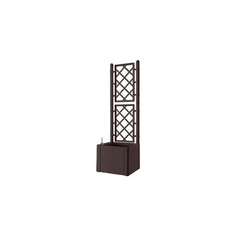 FIORIERA NATURAL DELUXE MOKA QUADRA CON SPALLIERA cm.43x43x142h. lt. 35 STEFANPLAST
