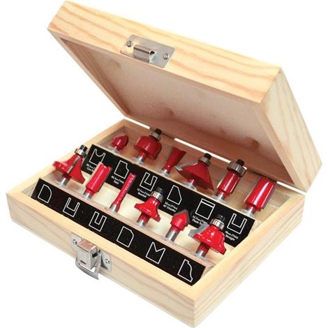 Faithfull 12-Piece Tungsten Carbide TCT Router Bit Set with 1/4-inch Shank in Carry Case (1/5)