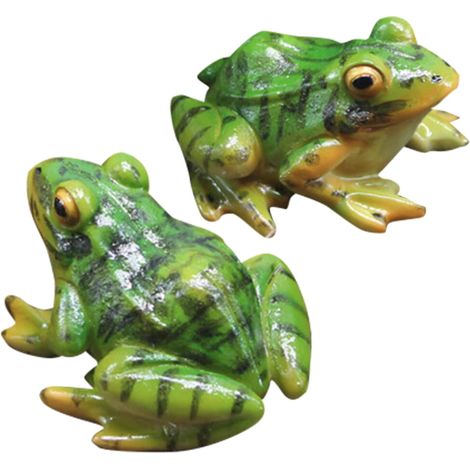 Dos mini figuritas de ranas de resina, modelos de ranas adorables, manualidades creativas para el escritorio.