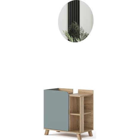 Set di mobili da bagno Karen, Grigio-blu, 2 parti, Vicco