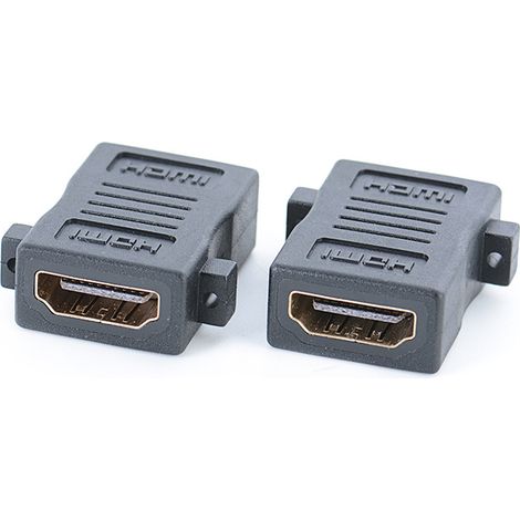 Hochauflösendes, vergoldetes HDMI-Panel mit Schraublöchern zur Befestigung eines Standard-Buchse-zu-Buchse-Adapters. (1/5)