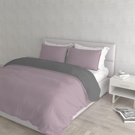 Housse de Couette Natural Colour, Rose/Gris fumé, 2 Places (1/5)