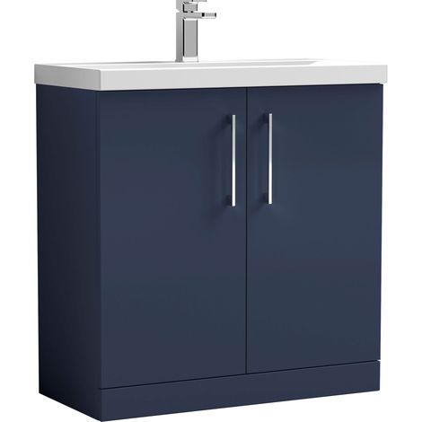 Nuie Arno Satin Midnight Blue 800mm 2 Door Vanity Unit and Mid Edge Ceramic Basin - ARN2905A (1/5)