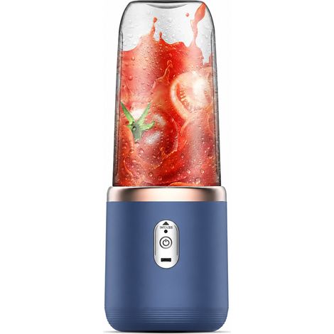 Blender Portable Rechargeable Bleu, Gobelet Individuel, Double Moteur et 6 Lames en Acier Inoxydable 304 (1/5)