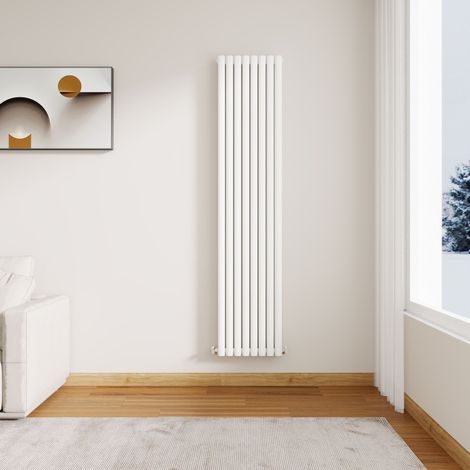 Stech Homes Modern White Oval Column Designer Radiator Vertical 1800 x 472 mm Double Panel Central Heating Radiators