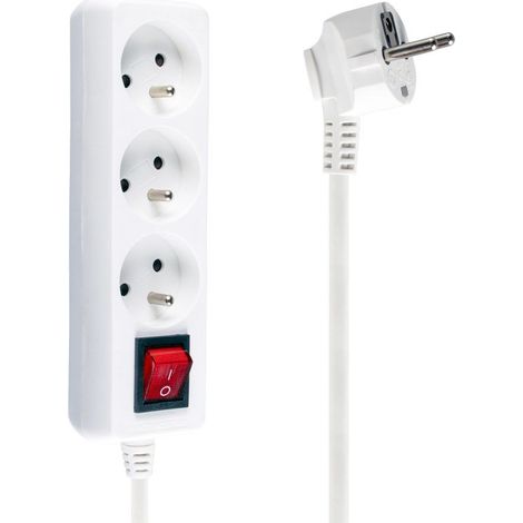 Cable alargador con interruptor, 3 tomas, con/sin 3 m /H05VV-F 3G1/ blanco PM-ZW-3G-30 (1/3)