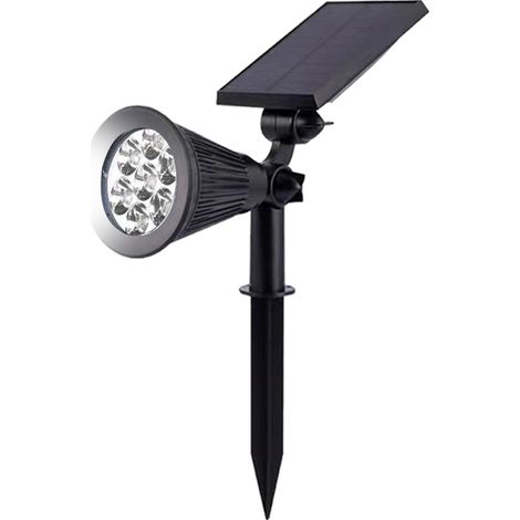 Projecteur solaire paysager pour jardin, 4/7 LED, allumage/extinction automatique, pour cour, jardin ou allée (blanc, 7 LED) (1/5)