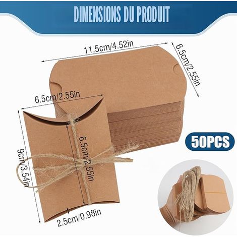 Vintage Kraft Paper Gift Boxes with Hemp Rope Wedding Birthday Parties Chocolate Jewellery 9 x 6.5 x 2.5 cm