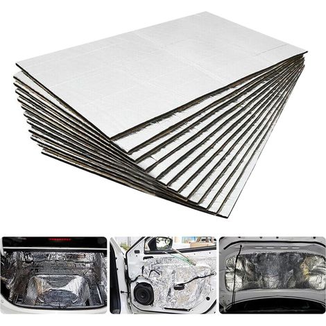 Alfombrilla aislante para coche, alfombrilla amortiguadora, alfombrilla insonorizante, aislamiento térmico y acústico, pegatina impermeable para motor y ventana de techo (25 cm × 18 cm × 10 unidades)