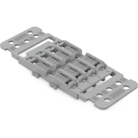 Adaptateur de fixation encliquetable pour rails de montage avec décharge de traction pour 4 connecteurs