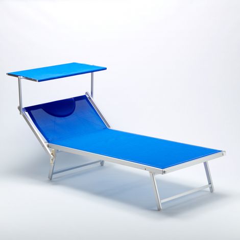 Transat de plage professionnel en aluminium Grande Italia XL - Bleu (1/5)