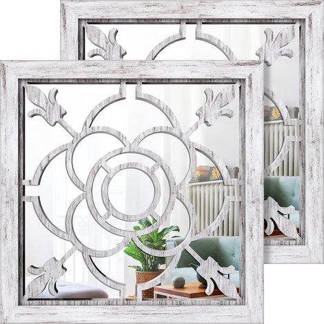 DéCor Mural Miroir Carré 2pcs, Fermier des RéTroviseurs Muraux IntéRieurs/ExtéRieurs 30x30 CM pour Le Salon, Couloir, EntréE, Miroirs De Jardin ExtéRieurs pour Les Murs (1/5)