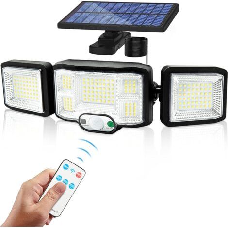 [JAMAIS UTILISÉ]Applique murale solaire extérieure à 3 têtes (192 LED), projecteur de sécurité à détecteur de mouvement, éclairage étanche IP65. (1/5)
