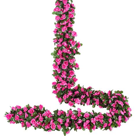 Guirlande De Rose Artificielle - 220 Cm - Faux Lierre Avec Fleurs Et Feuilles Vertes - Pour Décoration Mariage Fête Jardin - 4 Pièces (1/5)