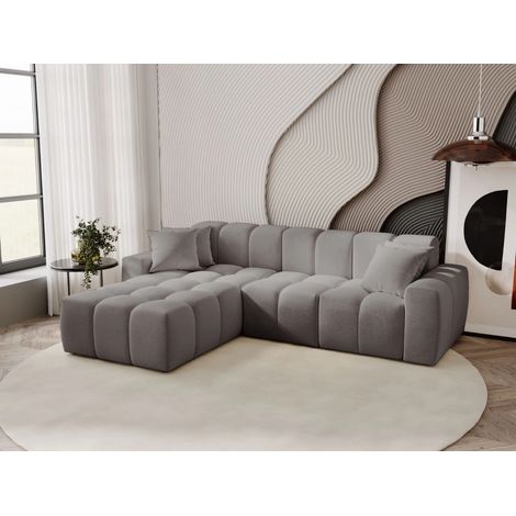 Canapé D'angle Méridienne Gauche Colombo Tissu Velours Gris Foncé (1/5)