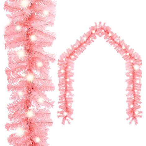 Christmas Garland with LED Lights 10 m Pink vidaXL