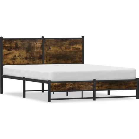 Maison Exclusive - Metallbett ohne Matratze Räuchereiche 150x200 (1/5)
