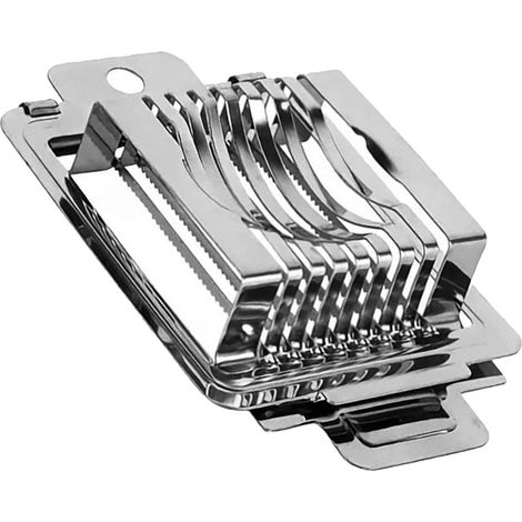 Ce coupe-œufs en acier inoxydable offre une découpe nette, stable et durable. Il passe au lave-vaisselle et possède des lames dentelées adaptées aux fruits comme les bananes, les fraises et les kiwis. (1/5)