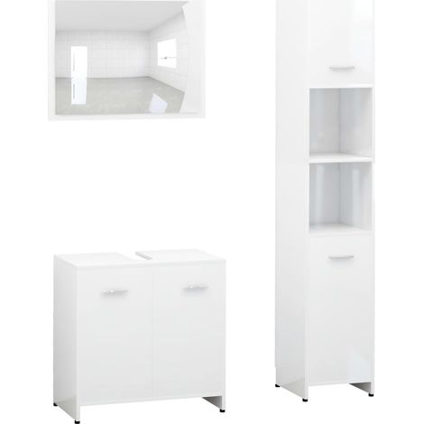 Maison Exclusive - 3-tlg. Badmöbel-Set Weiß Holzwerkstoff