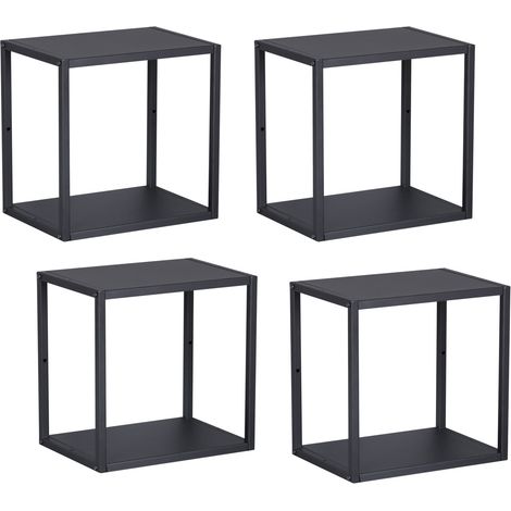 Wandregal Nostened 4er Set Schwarz [en.casa]