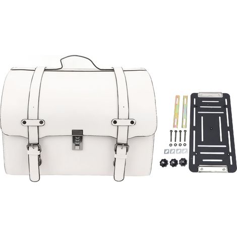 Sac arrière de moto en simili cuir étanche, capacité de 29,5 l, dégagement rapide avec serrure à combinaison, ajustement universel pour bagages, blanc (1/5)
