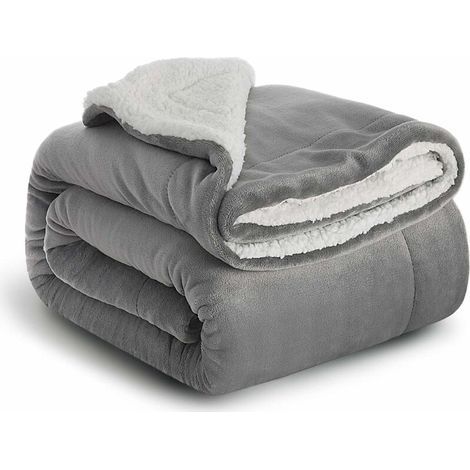 Plaid Canape Couverture Polaire - Jete de Canape Gris 150CMx200CM (1/5)