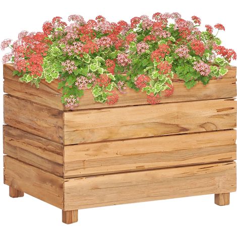 vidaXL Letto Rialzato 50x40x38 cm Legno di Teak di Recupero e Acciaio (1/5)