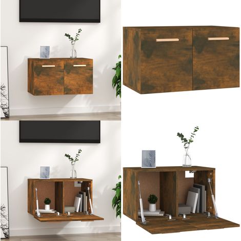 Armoire murale Chêne fumé 60x36,5x35 cm Bois d'ingénierie - Armoire Murale - Étagère Murale - Rangement Mural - Meuble De Rangement - Armoire Flottante - Home & Living (1/5)