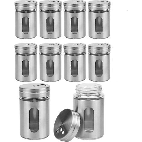 Pot à épices portable en acier inoxydable, accessoire de cuisine, saupoudreuse à épices (1/5)
