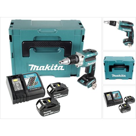 Makita DFS 250 RMJ Akku Trockenbauschrauber 18 V Brushless + 2x Akku 4,0 Ah + Ladegerät + Makpac