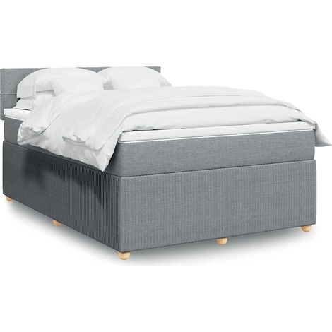 Ensemble lit avec sommier à lattes, matelas à ressorts ensachés gris clair 140x190 cm, surmatelas amovible et housse lavable pour chambre confortable (1/5)