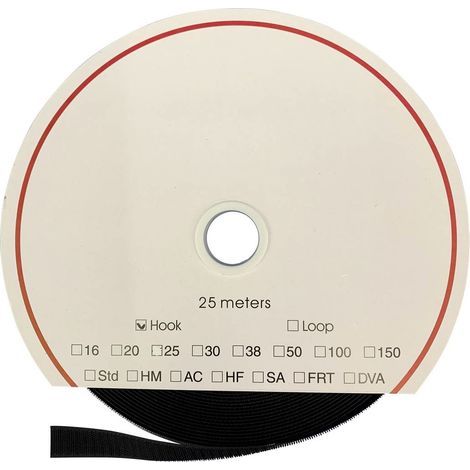 FASTECH® T0105099990225 Klettband zum Aufkleben Acrylat Haftteil (L x B) 25000 mm x 50 mm Schwarz 25 (1/5)
