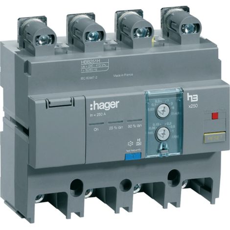 Bloc différentiel électronique 250A - 4P - Type A HI - HBB251H - Hager