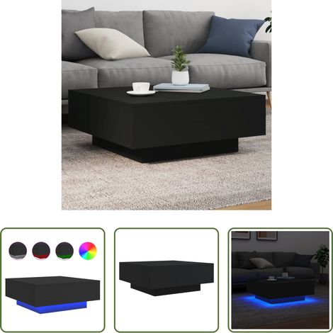 LED-Beleuchtung - Couchtisch mit LED-Leuchten Schwarz 80x80x31 cm (1/5)