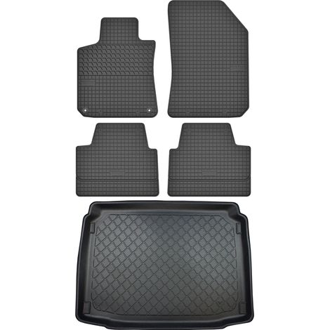 Ensemble de tapis de sol en caoutchouc pour Peugeot 308 II Berline (08.2013-2021) + tapis de coffre (1/5)