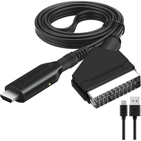 Cable SCART a HDMI - Adaptador SCART a HDMI - Convertidor de audio y vídeo todo en uno SCART a HDMI 1080p/720p (1/5)