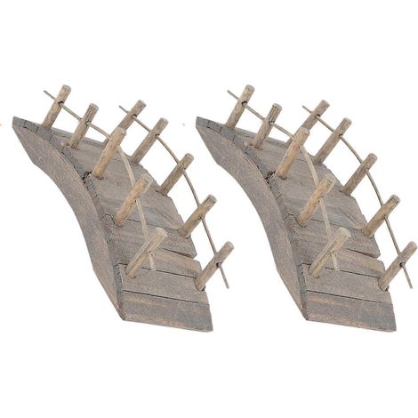 Lot de 2 maquettes de pont en bois miniature, accessoire pour mini-maison, jardin et micro-scène (1/5)