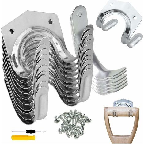 18-teiliges Aufbewahrungshaken-Set, Wandhalterung für Gartengeräte, Einzel-/Doppel-Werkzeughalter aus Eisen für Garage, Schuppen, Lagerhalle, Bauernhaus, Werkbank, mit Schrauben und Schraubendreher (1/5)