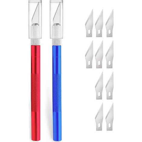 Cutter de Précision 2 pièces, Scalpel avec 30 lames de rechange, Couteau pour Découpe de Travail d'art, Bricolage, Sculpture, Bricolage Sculpture (1/5)